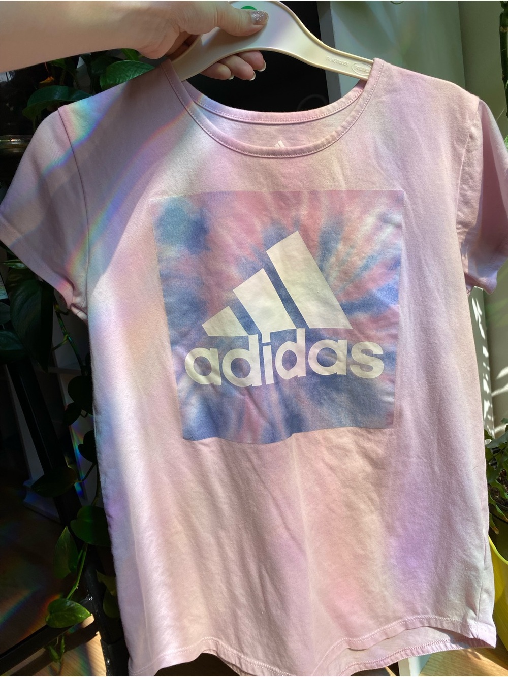 🩷💜🩵 adidas Kids' Pink Tie-Dye Logo Tee Back to School Sports Cute Pastel